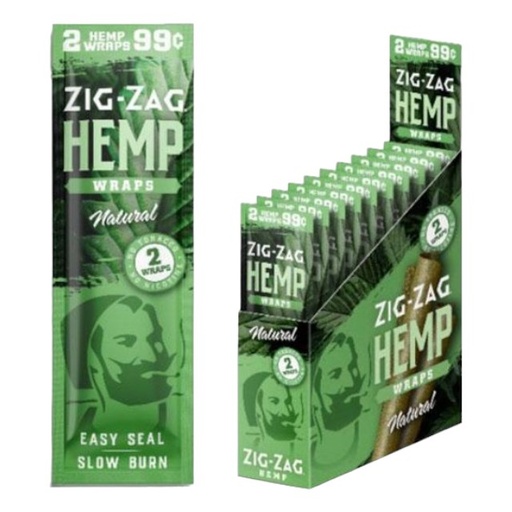 [ITM141221022154] ZIG ZAG HEMP WRAPS 2CT BOX OF 25 (NATURAL)