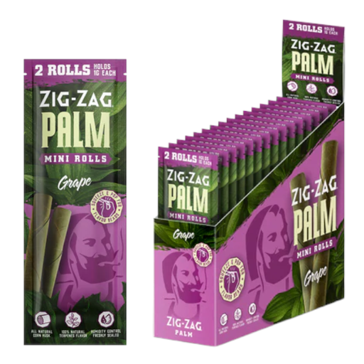 [ZIG -14872] ZIG ZAG PALM MINI ROLLS 2CT BOX OF 15 (GRAPE)