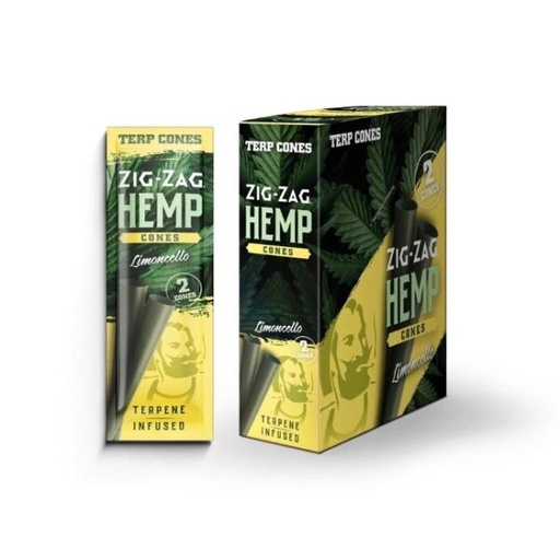 [ZIG -08528] ZIG ZAG TERPENE INFUSED HEMP CONES 2CT BOX OF 15 (LIMONCELLO)