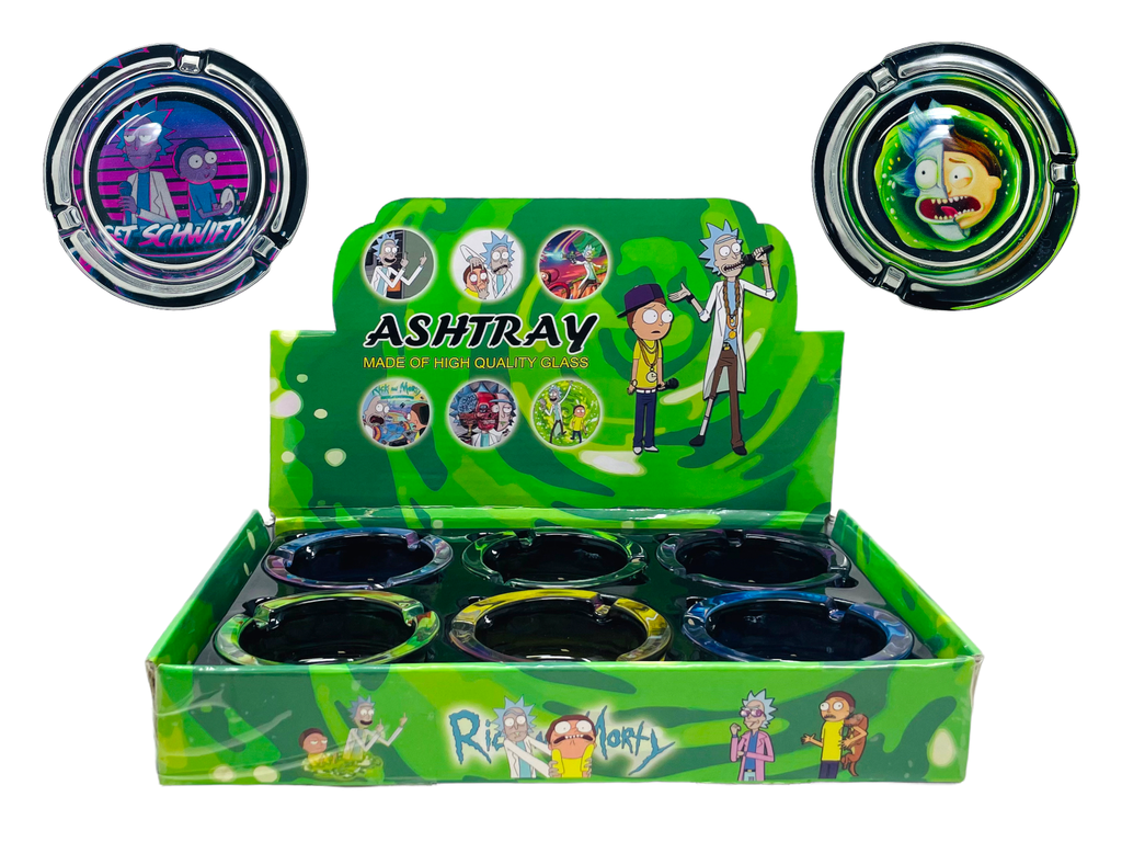 RICK & MORTY GLASS ASHTRAY #1 BOX OF 6