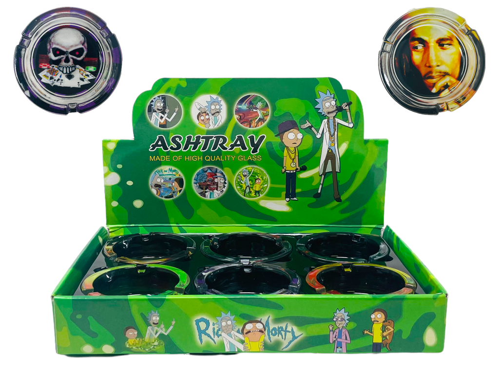 MIX DESIGN GLASS ASHTRAY #1 BOX OF 6