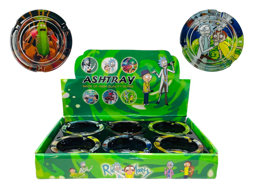 RICKY & MORTY DESIGN GLASS ASHTRAY #2 BOX OF 6