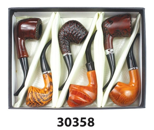 [ITM140820013910] NIRVANA WOOD PIPE BOX OF 6 GS30358