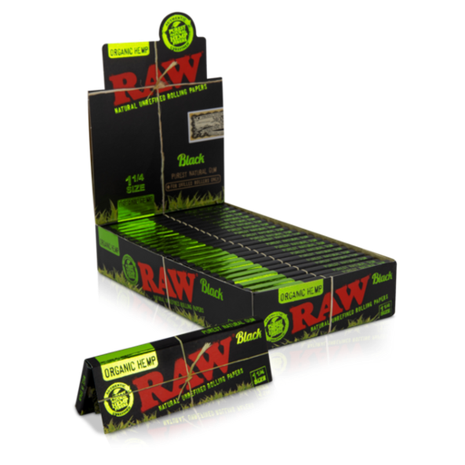 [ITM150421017376] RAW 1 1/4 BLACK ORGANIC HEMP ROLLING PAPER 50CT BOX OF 24