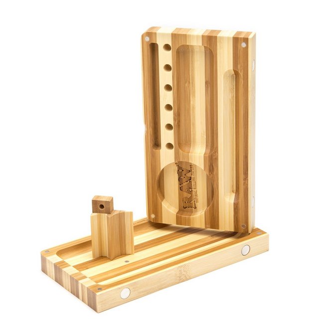 RAW BAMBOO FLIP TRAY WITH MAGNET STRIPPED