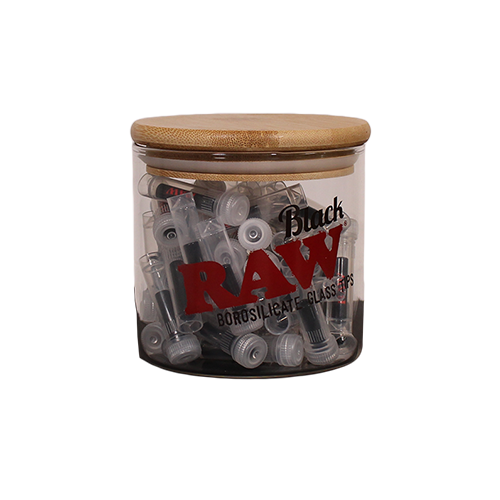 RAW BLACK GLASS TIPS 50CT JAR