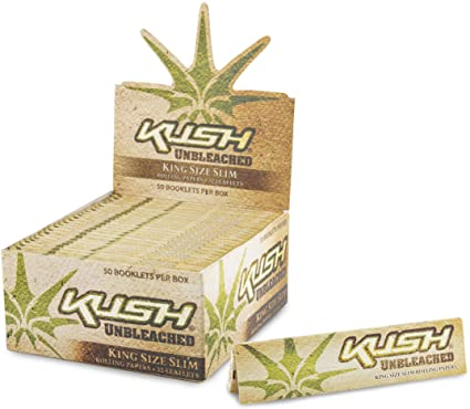 KUSH UNBLEACHED KINGSIZE SLIM PAPER 50CT