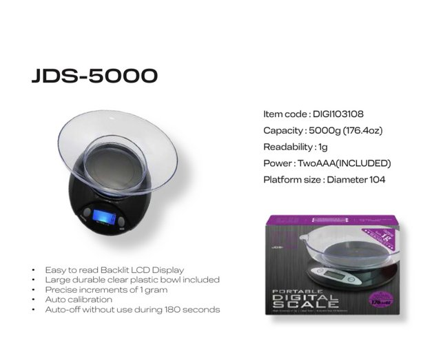 CR JDS-5000 DIGITAL SCALE 5000G X 1G BLACK