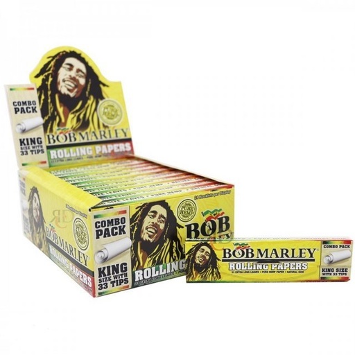 [ITM23062041714171] BOB MARLEY COMBO PACK KINGSIZE ROLLING PAPER WITH 33 TIPS