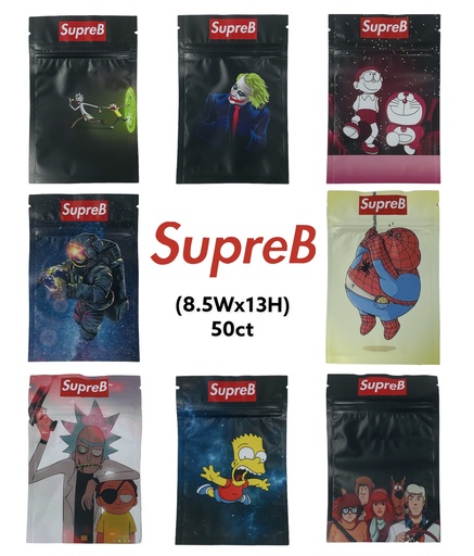 [ITM23062057425742] SUPREB SMELL PROOF BAGS 8.5W x 13H 50CT