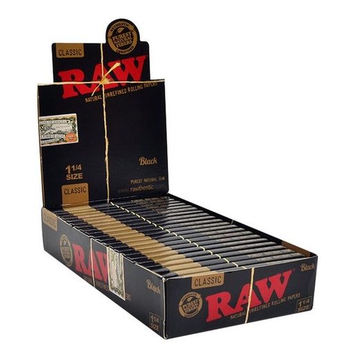 [ITM23062081288128] RAW 1 1/4 CLASSIC ROLLING PAPER BLACK 50CT BOX OF 24