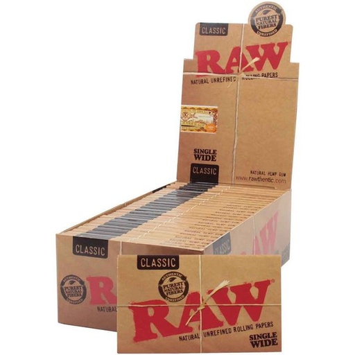 [ITM23062081308130] RAW SINGLE WIDE CLASSIC ROLLING PAPER 50 PER BOX