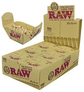 [ITM23062081518151] RAW PREROLLED PERFECTO CONICAL TIPS 100CT BOX OF 6