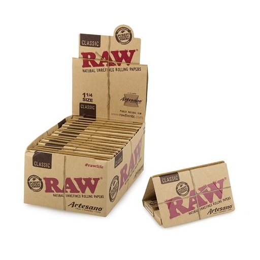 [ITM23062081568156] RAW 1 1/4 CLASSIC ARTESANO TRAY+PAPER+TIPS 15 PER BOX