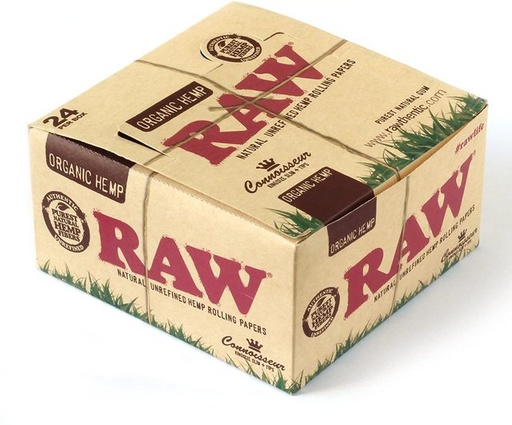 [ITM23062081578157] RAW KINGSIZE SLIM+TIPS CONNOISSEUR ORGANIC ROLLING PAPERS BOX OF 24