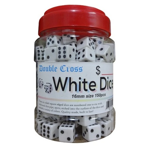 [ITM23062084008400] DOUBLE CROSS WHITE DICE 16MM 100CT