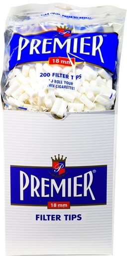 [ITM23062085798579] PREMIER FILTER TIPS 18MM 200CT BOX OF 18
