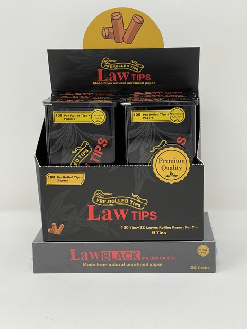 LAW PRE ROLLED TIPS + PAPERS BUNDLE BOX OF 6