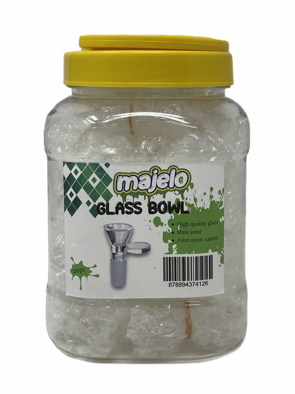 MAJELO 14MM MALE JOINT GLASS BOWL 20CT JAR.