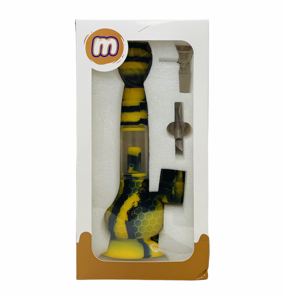 MAJELO SILICONE GLASS WATER PIPE HONEY COMB 9"#H134