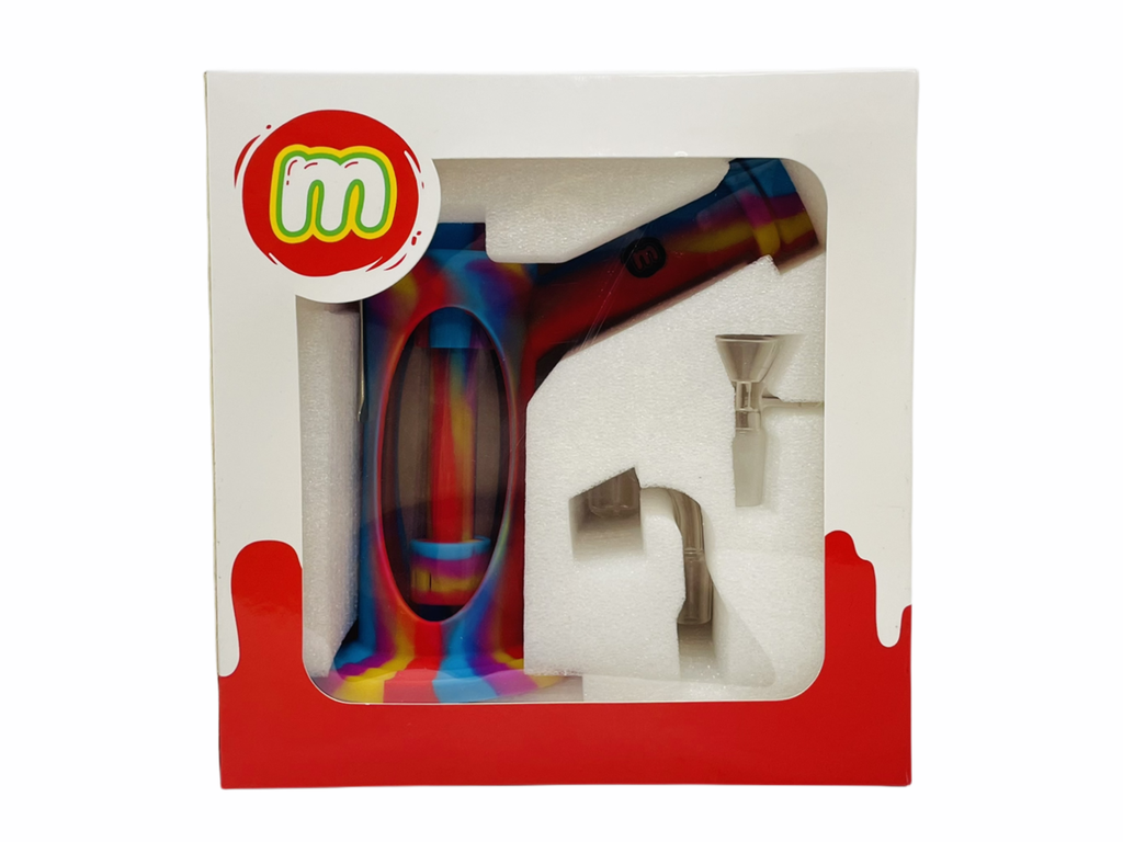 MAJELO SILICONE GLASS WATER PIPE DAB RIG 7" #H76