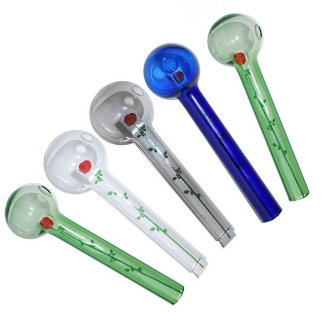 HAPPY VALENTINE GLASS ROSE PIPE 4" BOX OF 24