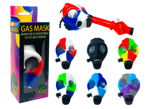 [LION-04746] LION SMOKE GAS MASK WITH BONG ASSORTED COLORS