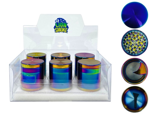 [LION-09091] LION SMOKE 4 PARTS TOBACCO GRINDER ZNG129 BOX OF 6