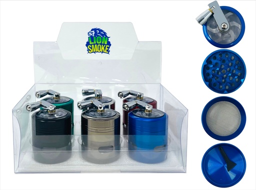 [LION-09135] LION SMOKE 4 PARTS TOBACCO GRINDER ZNG156 BOX OF 6