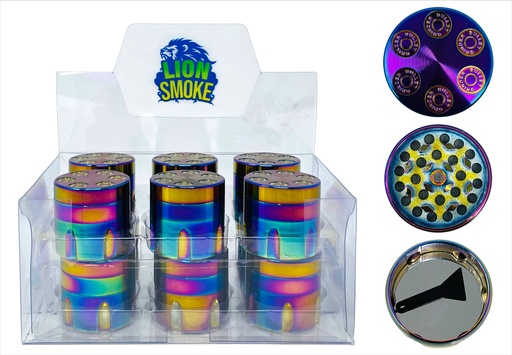[LION-09203] LION SMOKE 3 PARTS TOBACCO GRINDER ZNG332 BOX OF 12
