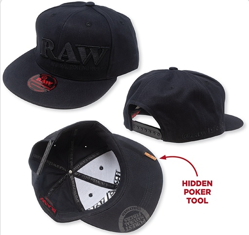 [RAW-02250] RAW POKER BLACK ON BLACK FLAT BRIM SNAP BACK HAT