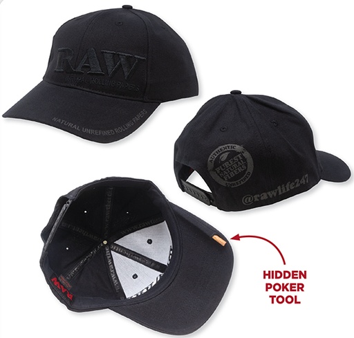 [RAW-02252] RAW POKER BLACK ON BLACK CURVED BILL ADJUSTABLE STRUCTURED HAT
