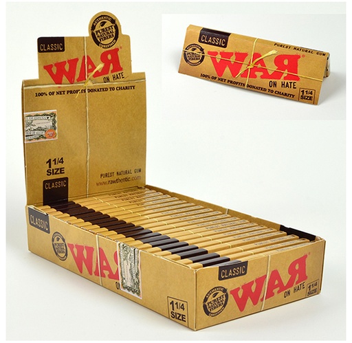 [RAW -05224] WAR ON HATE 1 1/4 CLASSIC ROLLING PAPER 50CT BOX OF 24