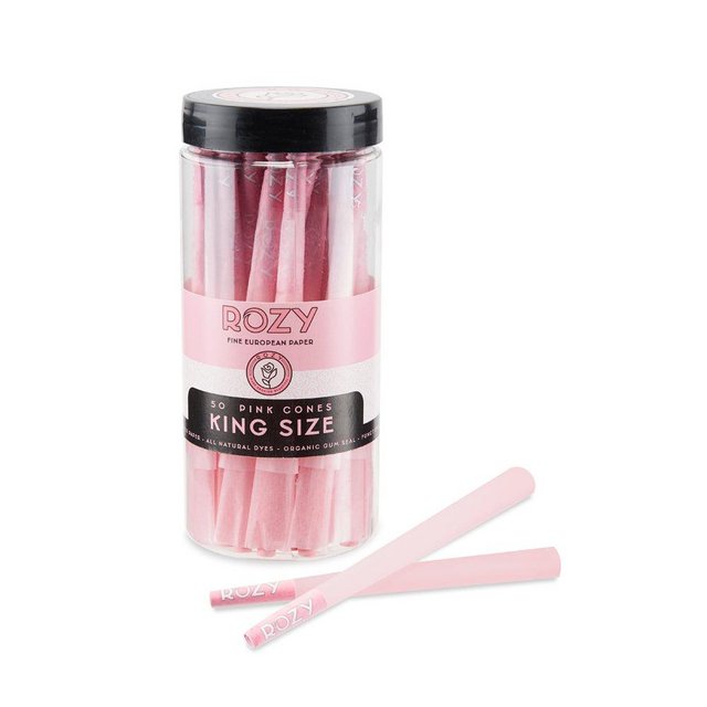 ROZY KING SIZE PINK PRE-ROLLED CONES 50CT JAR