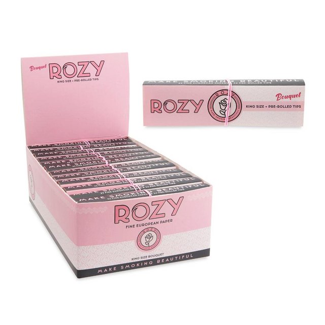 ROZY BOUQUET KING SIZE PINK ROLLING PAPERS & FILTER TIPS BOX OF 24
