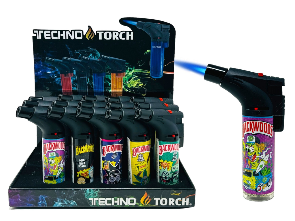 TECHNO TORCH #81139 ASSORTED DESIGN TORCH LIGHTERS BOX OF 15