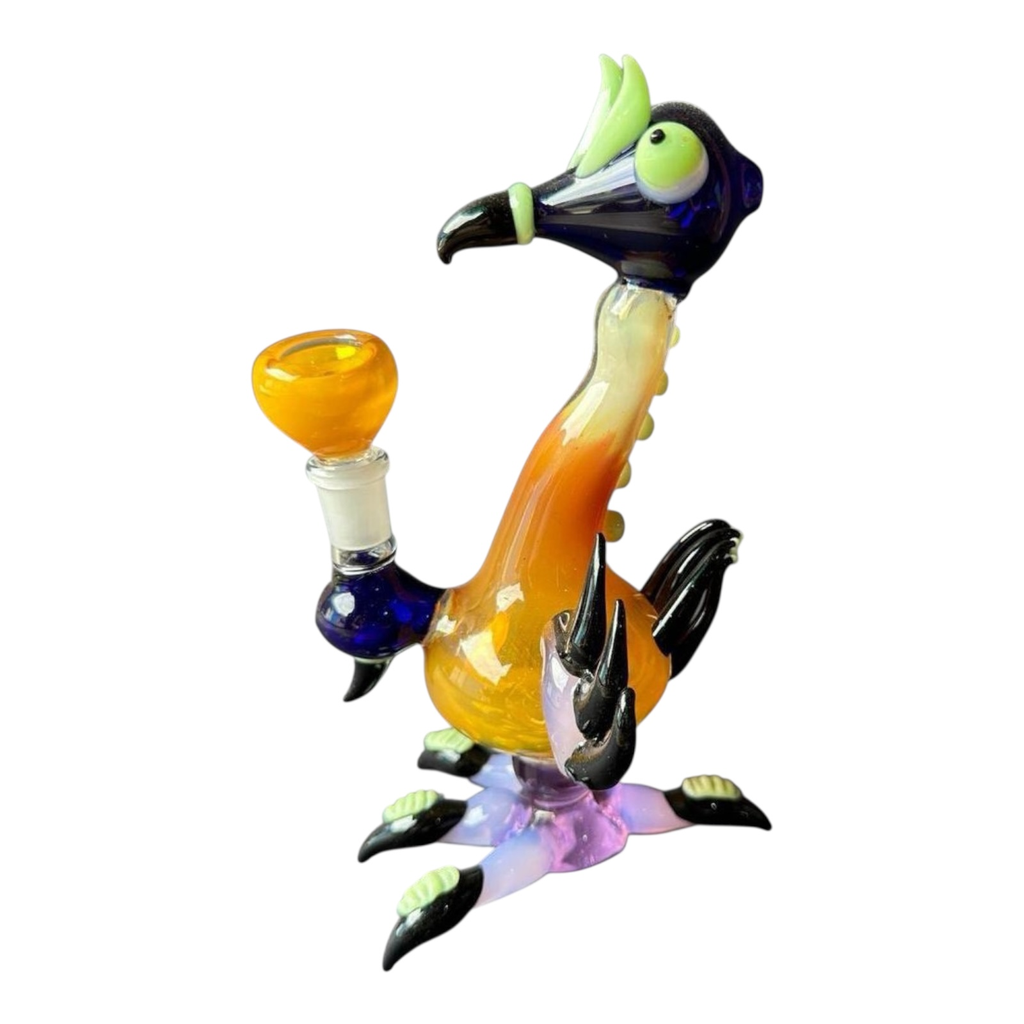10" CRAZY BIRD GLASS FANCY BUBBLER ASSORTED COLORS