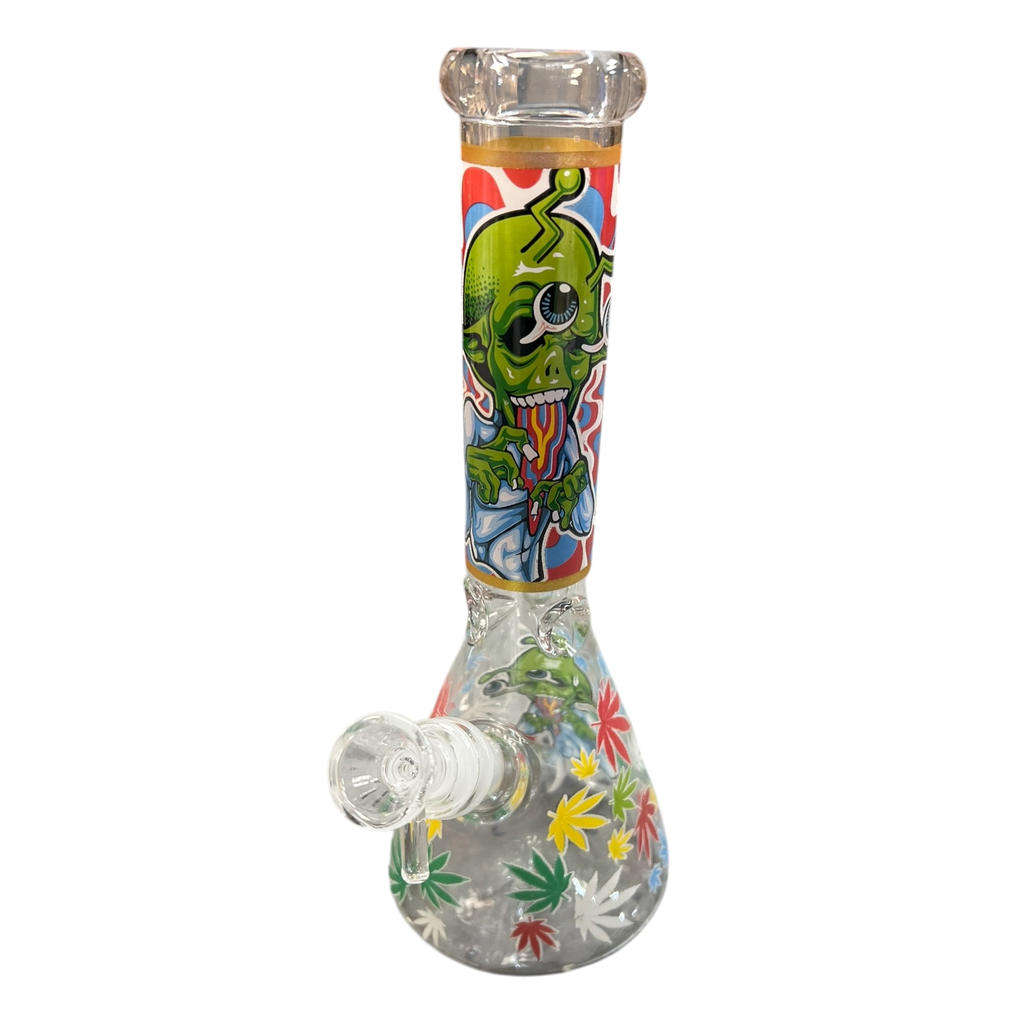 10" GLOW IN THE DARK ALIEN GLASS WATER PIPE #CH007