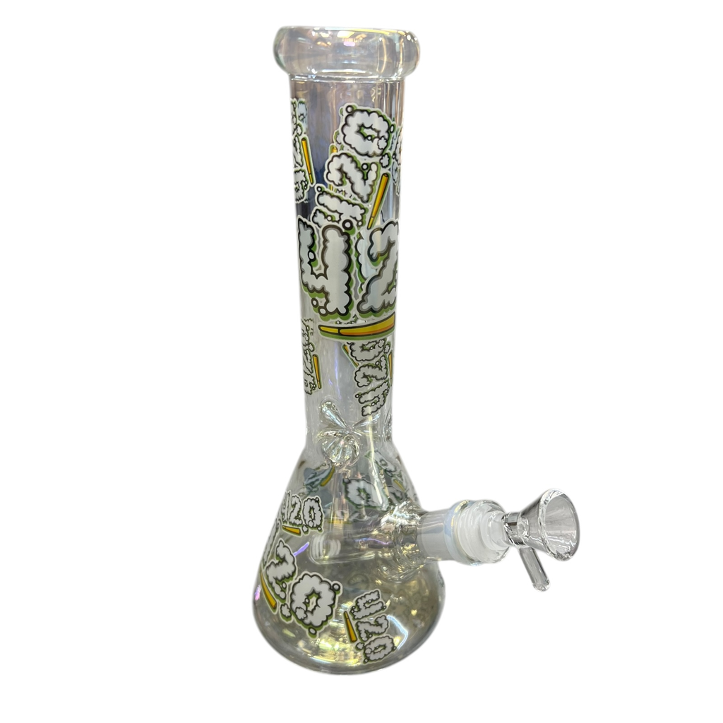 10" GLOW IN THE DARK BEAKER GLASS WATER PIPE #CH006