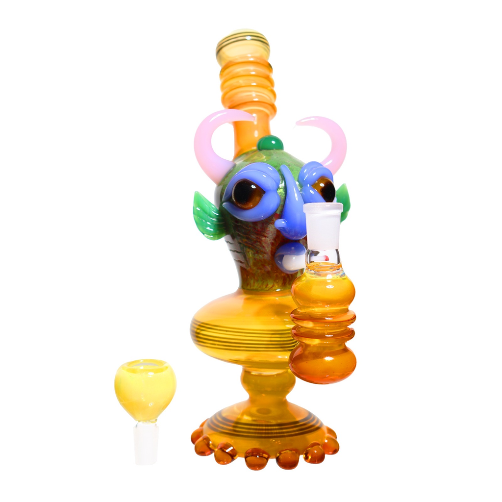 10" SMOKING MONSTER GLASS BUBBLER FANCY ASSORTED COLORS