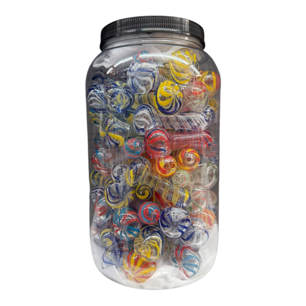 2.5" HEAVY PIPE GLASS HAND PIPE 80CT JAR #COD-2020