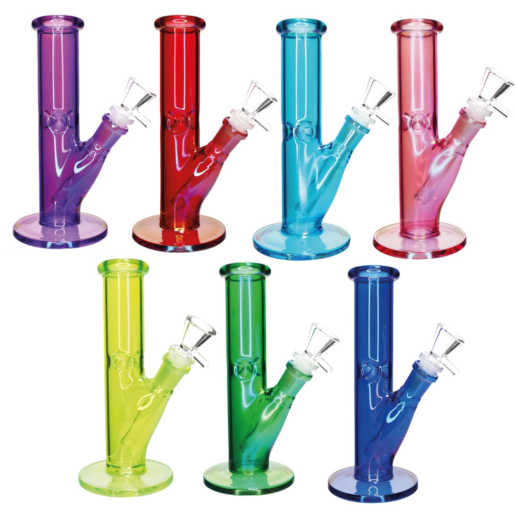 8" UV GLASS STRAIGHT BONG MWP-140-S ASSORTED COLORS