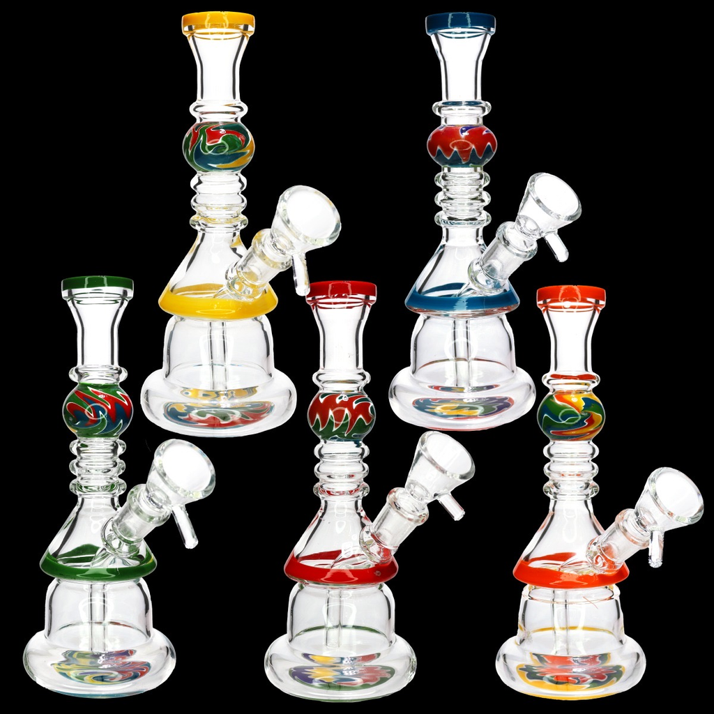 9" CRAZY WIG WAG GLASS BONG MWP-129 ASSORTED COLORS