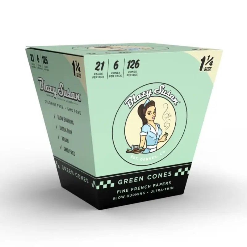 BLAZY SUSAN 1 1/4 GREEN CONES 6CT BOX OF 21