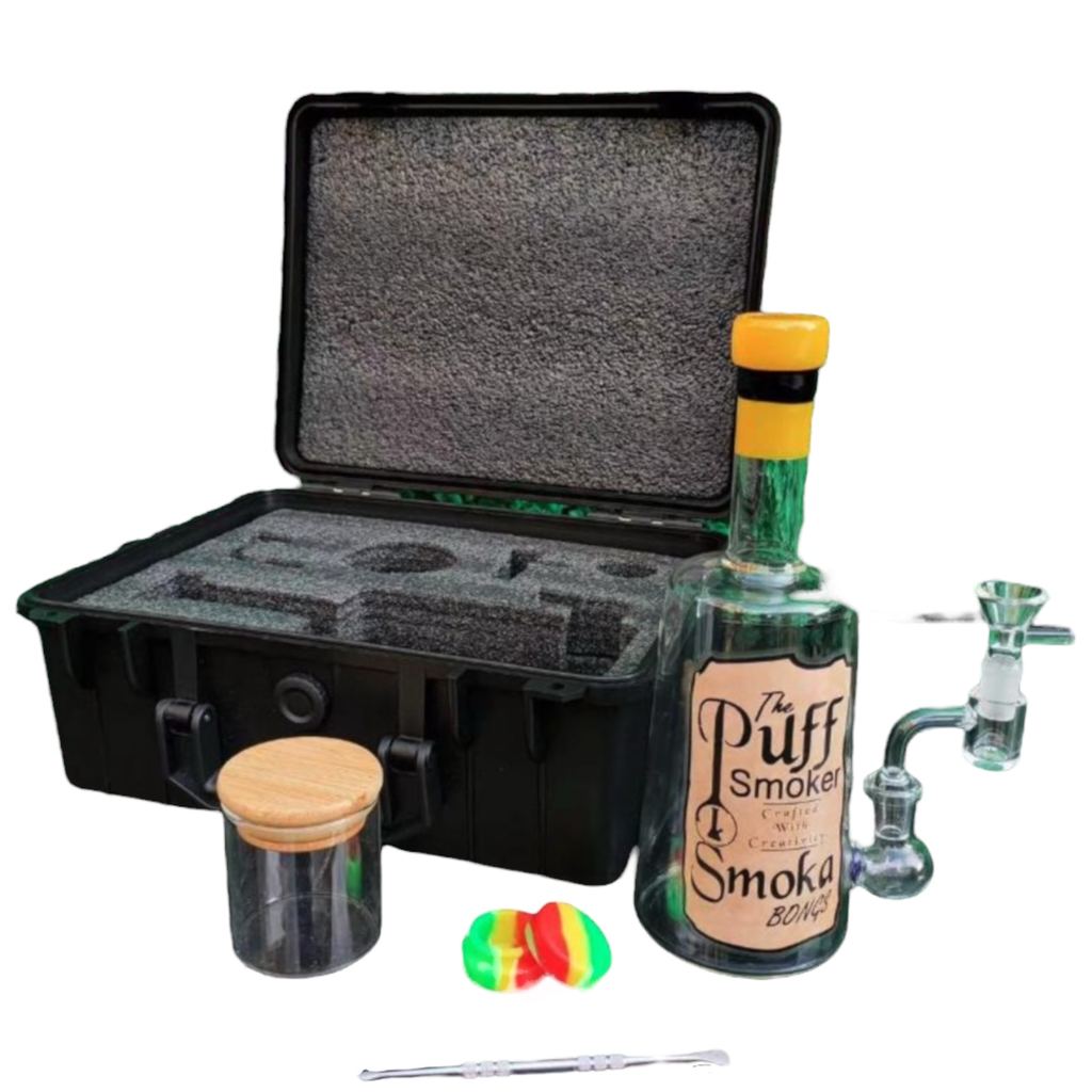 BRIEFCASE WINE BOTTLE SMOKING KIT SET 6PC ASSORTED DESIGNS