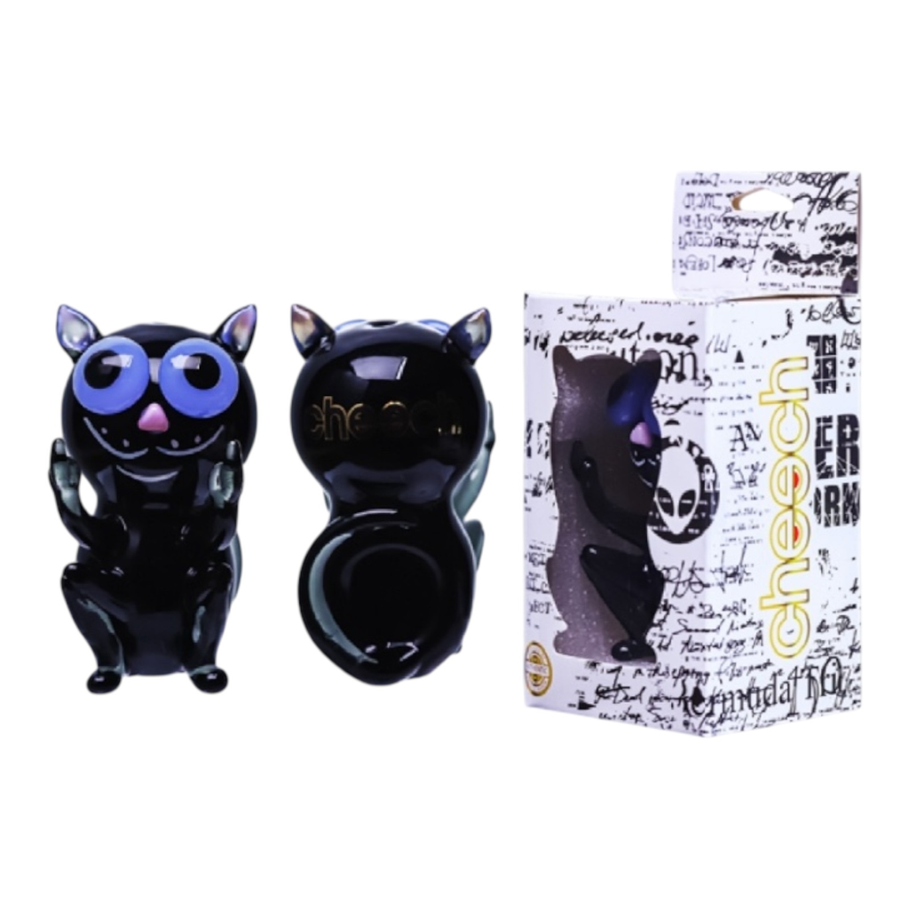 CHEECH BLACK CAT ATTACK 3.5" GLASS HAND PIPE #CH-PIPE-169