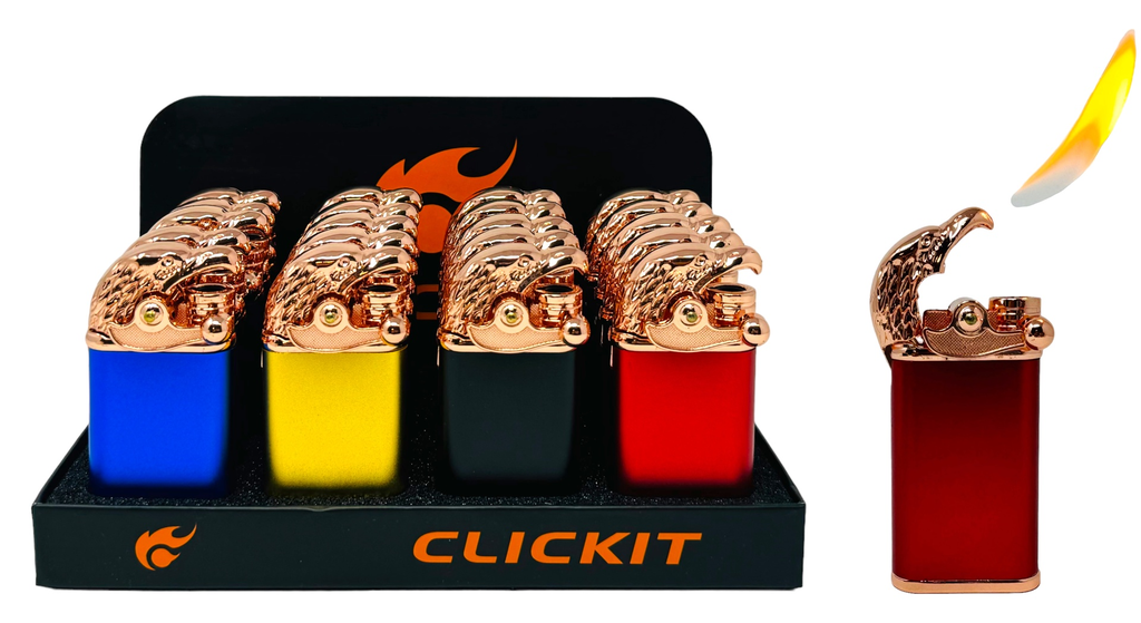 CLICKIT EAGLE 2 IN 1 TORCH & FLAME LIGHTER GH-7266-1Y BOX OF 20