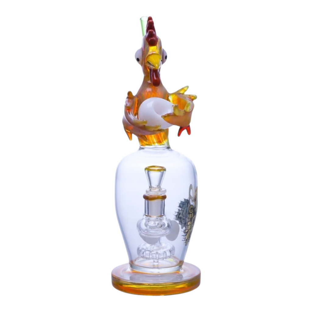 CHEECH WHAT CAME FIRST THE CHICKEN OR THE EGG 11" GLASS WATER PIPE #CHE-389