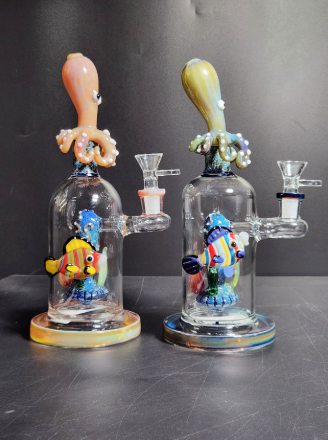 GLASS WATER PIPE 9.6" #HY-086 ASSORTED COLORS
