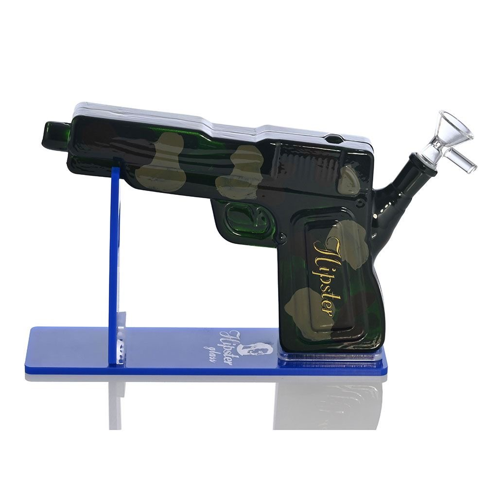 HIPSTER MINI GOLD PISTOL GLASS WATER PIPE #GS031